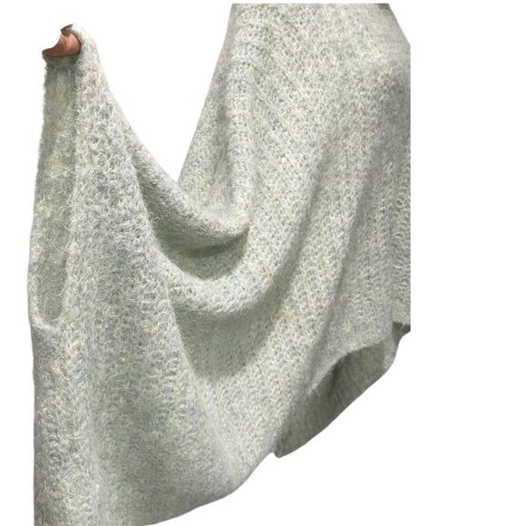 Anthropologie Cozy Knit Poncho in Light Green Mint Turtleneck SuperSoft OS - Picture 5 of 12